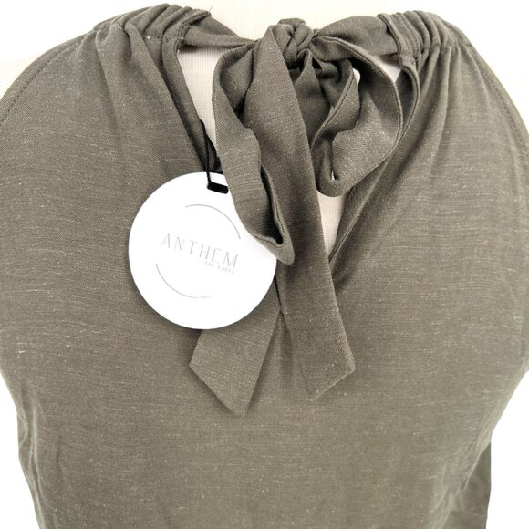 Anthem The Bianca Top Linen Blend Halter Style Tie Back Sage Green Size XS NWT - Picture 5 of 10